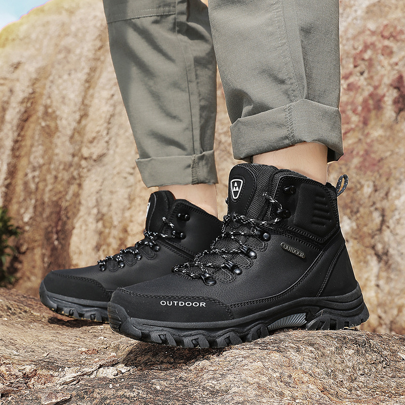 (⏰CLEARANCE SALE 70% OFF) Men's High Top Lace-Up Boots, Outdoor Waterproof Non-Slip Anti-Puncture Orthopedic Comfortable Hiking Mountaineering Walking Boots for Daily Life, Work and Sports