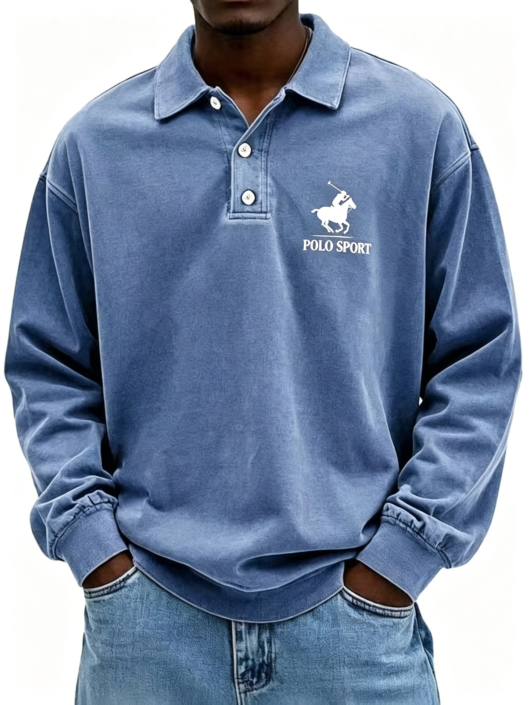 NEW ARRIVAL SALE 69% OFF🔥Men's Fashion Retro Washed Distressed Cotton Lapel Long Sleeve Polo Shirt