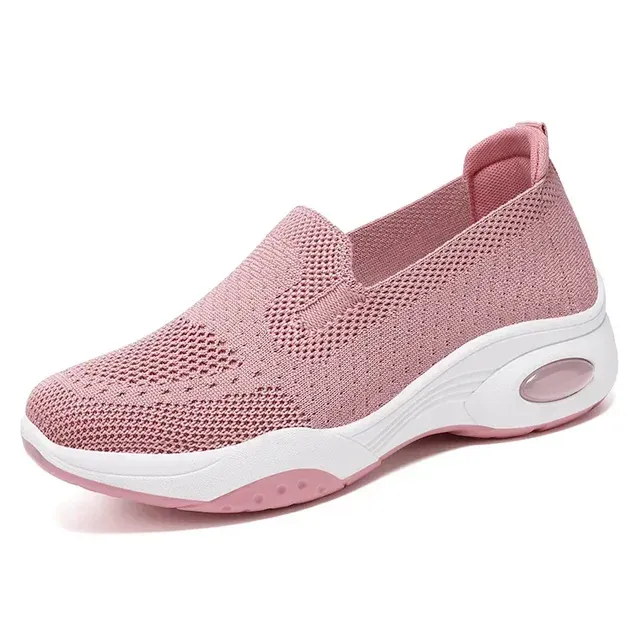 Women Casual Flat Breathable Knitted Sneakers Fashion Slip on Soft Bottom Walking Shoes