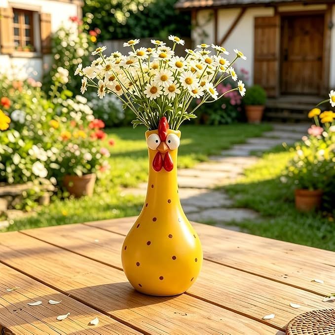 🐓Whimsical Chicken Flower Vase | Playful Ceramic Décor for Fresh & Dried Blooms