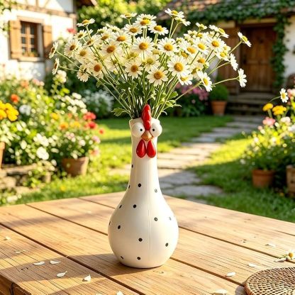 🐓Whimsical Chicken Flower Vase | Playful Ceramic Décor for Fresh & Dried Blooms