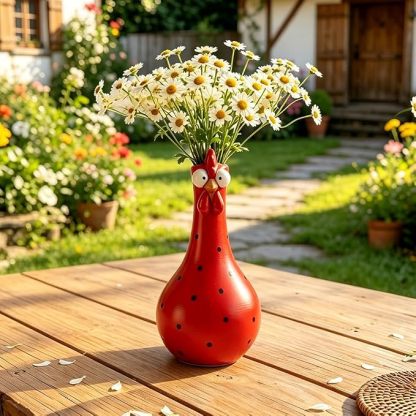 🐓Whimsical Chicken Flower Vase | Playful Ceramic Décor for Fresh & Dried Blooms