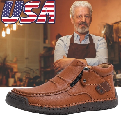 ⏰Limited Time Sale 70% OFF-Men's Handmade Premium Leather Slip-On Driving Boots