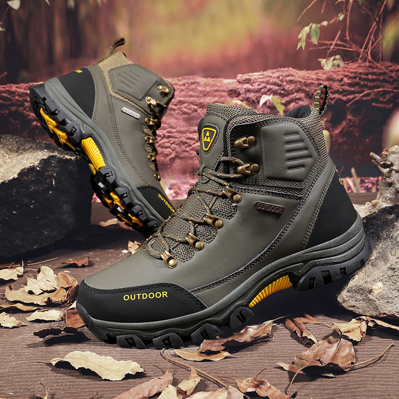 (⏰CLEARANCE SALE 70% OFF) Men's High Top Lace-Up Boots, Outdoor Waterproof Non-Slip Anti-Puncture Orthopedic Comfortable Hiking Mountaineering Walking Boots for Daily Life, Work and Sports