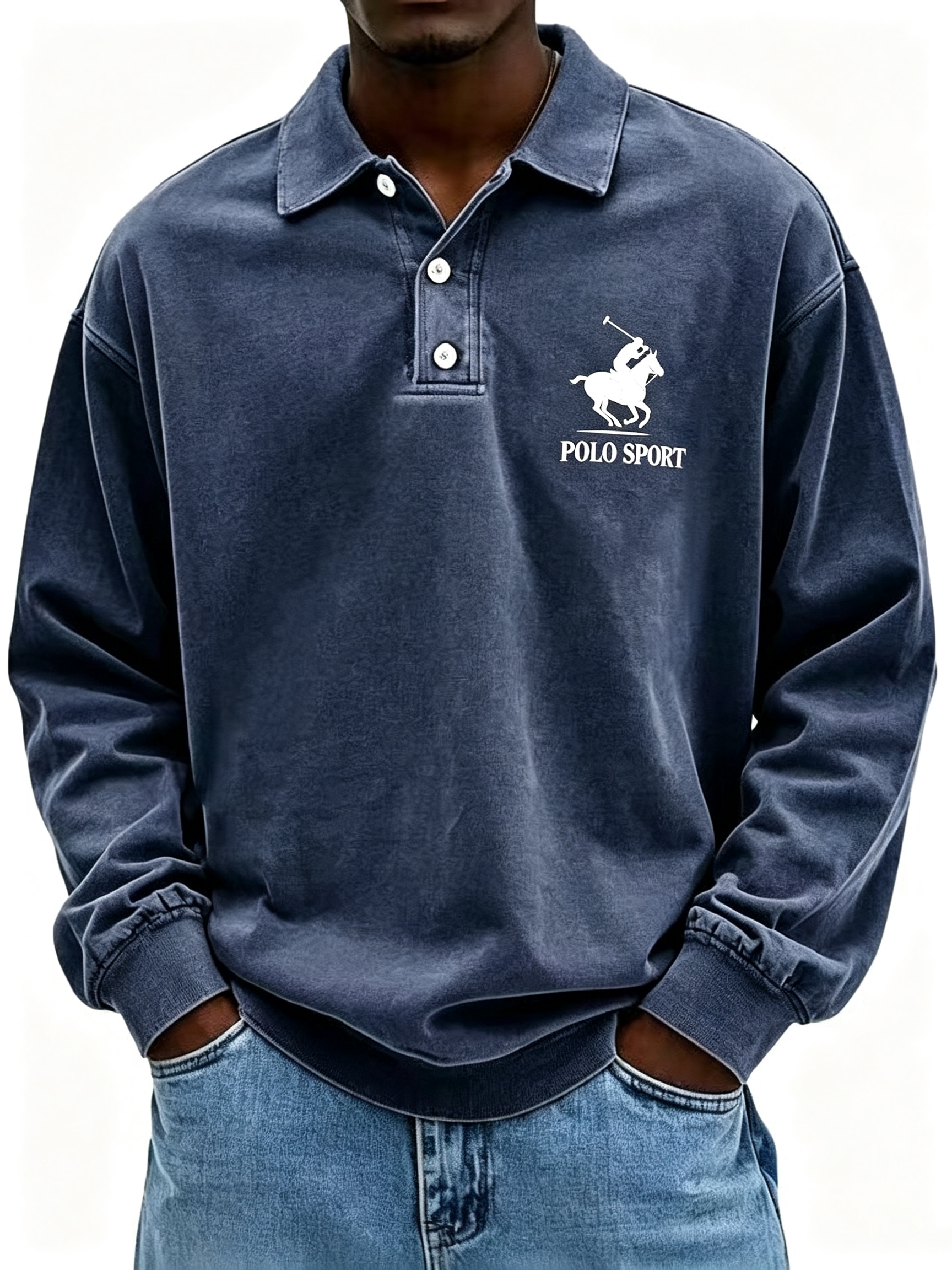 NEW ARRIVAL SALE 69% OFF🔥Men's Fashion Retro Washed Distressed Cotton Lapel Long Sleeve Polo Shirt