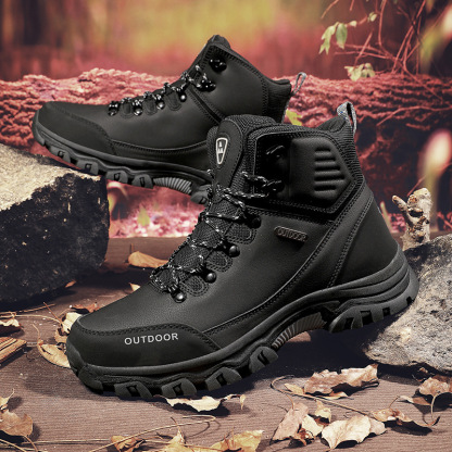 (⏰CLEARANCE SALE 70% OFF) Men's High Top Lace-Up Boots, Outdoor Waterproof Non-Slip Anti-Puncture Orthopedic Comfortable Hiking Mountaineering Walking Boots for Daily Life, Work and Sports