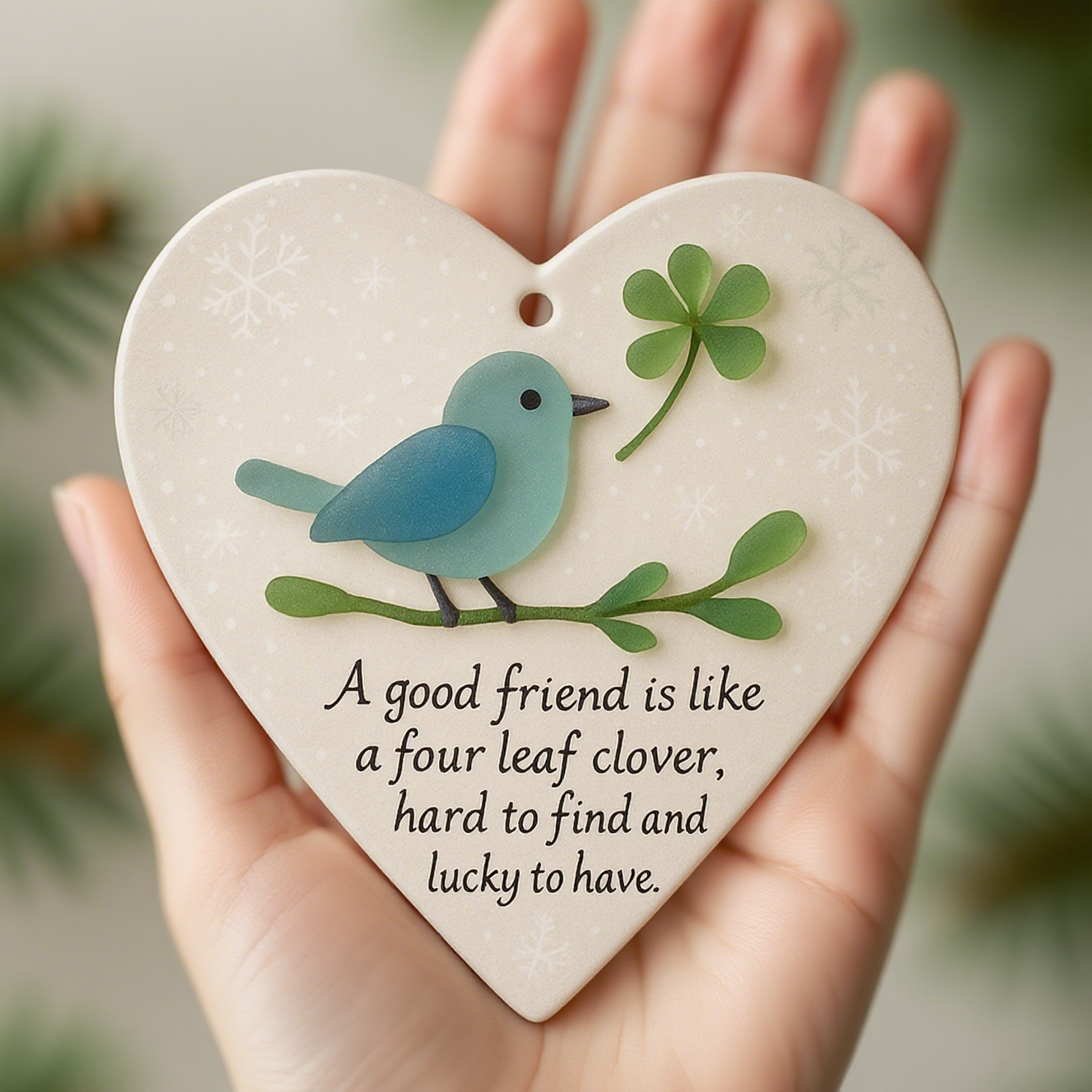 Heart-shaped friendship ornaments