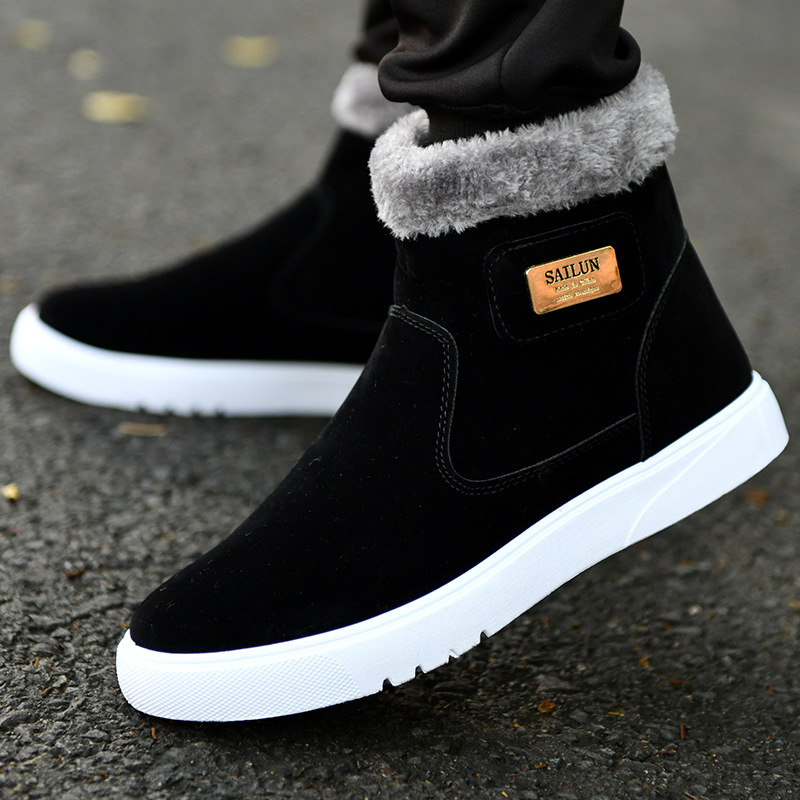 Winter snow boots men's short boots high top men's shoes cotton shoes thickened plus velvet warm cotton boots mid-cut Martin men's boots