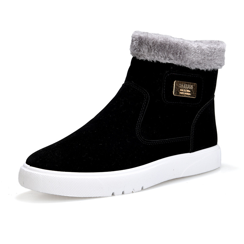Winter snow boots men's short boots high top men's shoes cotton shoes thickened plus velvet warm cotton boots mid-cut Martin men's boots