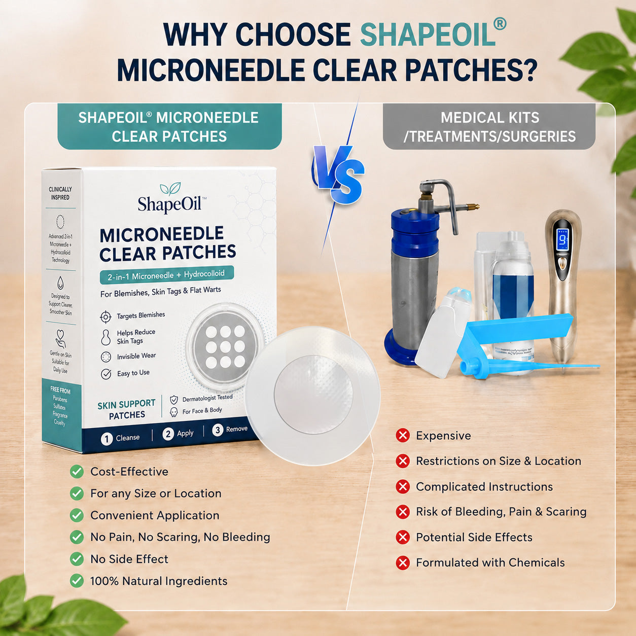 ✨2-in-1 Microneedle & Hydrocolloid Patch🍀| Removes Raised Moles, Acne, Flat Warts & Skin Tags | Helps Improve Wrinkles, Scars & Blemishes | Invisible Patches for Face & Body