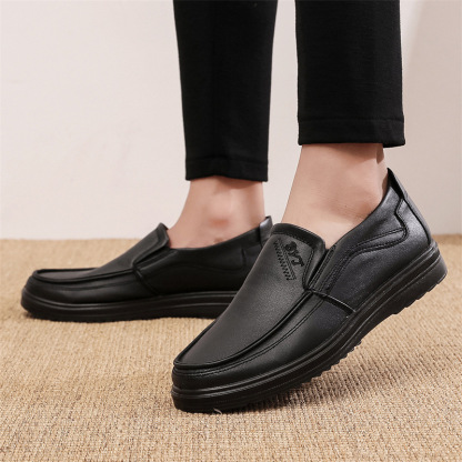 Men's Faux Leather Wide Feet Casual Slip-On Loafers