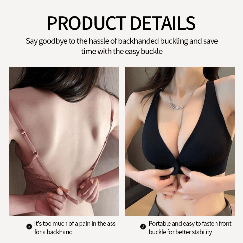Deep V Minimizer Front Closure Push-up Wireless Bra