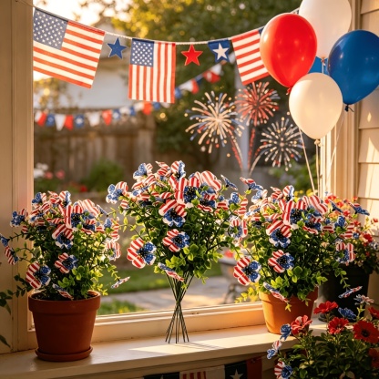 ❤️4th of July Hot Sale 60% Off💙 Patriotic Red White Blue Artificial Flowers💐