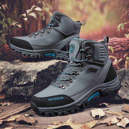 (⏰CLEARANCE SALE 70% OFF) Men's High Top Lace-Up Boots, Outdoor Waterproof Non-Slip Anti-Puncture Orthopedic Comfortable Hiking Mountaineering Walking Boots for Daily Life, Work and Sports