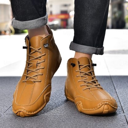 Men's Beige High-Top Tactical Combat Boots with Lace-Up Design – Lightweight Military Style Outdoor Footwear for Hiking, Work and Daily Wear