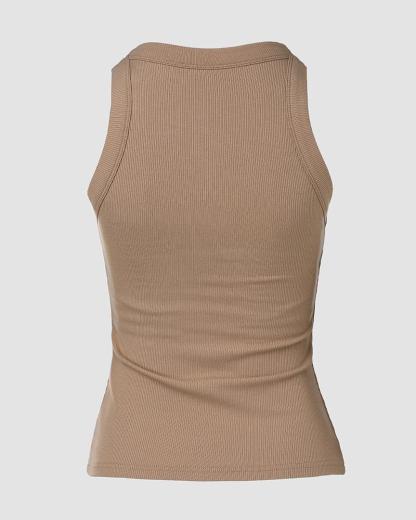 Built-in Bra 2 Piece Athletic Tank Tops for Women Ribbed Tank Top