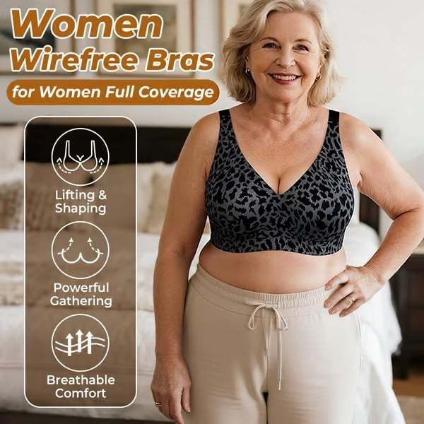 🏆LAST DAY SALE 49% OFF 🔥Super Firming Leopard Print Jelly  Bra | Women Wirefree Bras 👍No More Sagging Breasts