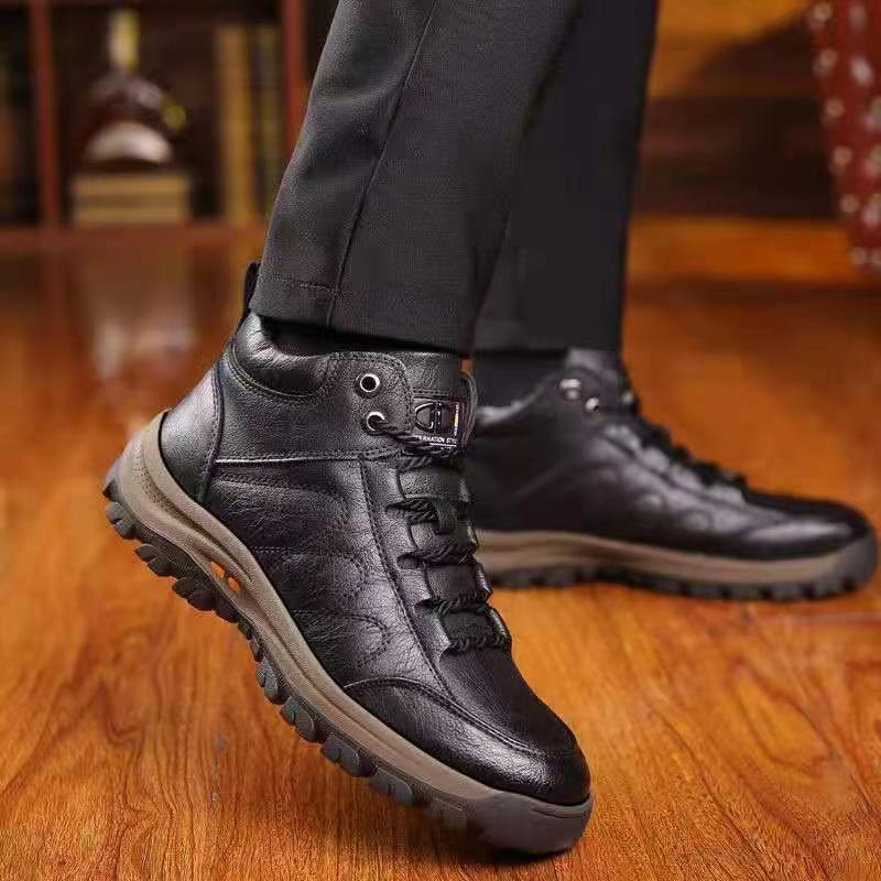 Men's Comfy Arch Support Waterproof Lightweight   Orthopedic Genuine Leather Shoes