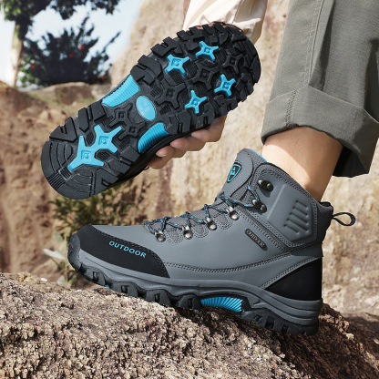 (⏰CLEARANCE SALE 70% OFF) Men's High Top Lace-Up Boots, Outdoor Waterproof Non-Slip Anti-Puncture Orthopedic Comfortable Hiking Mountaineering Walking Boots for Daily Life, Work and Sports