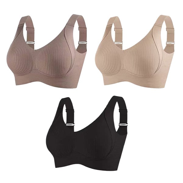 🎉Last Day -🏆️Women's Ribbed Push Up Adjustable Wireless Bra