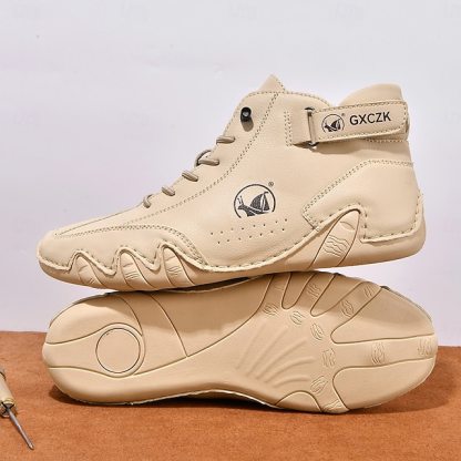 Men's Beige High-Top Tactical Combat Boots with Lace-Up Design – Lightweight Military Style Outdoor Footwear for Hiking, Work and Daily Wear