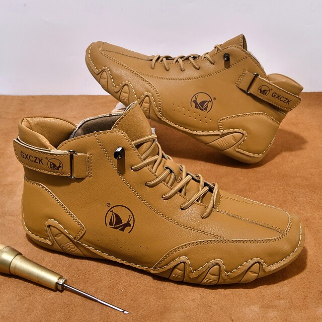 Men's Beige High-Top Tactical Combat Boots with Lace-Up Design – Lightweight Military Style Outdoor Footwear for Hiking, Work and Daily Wear