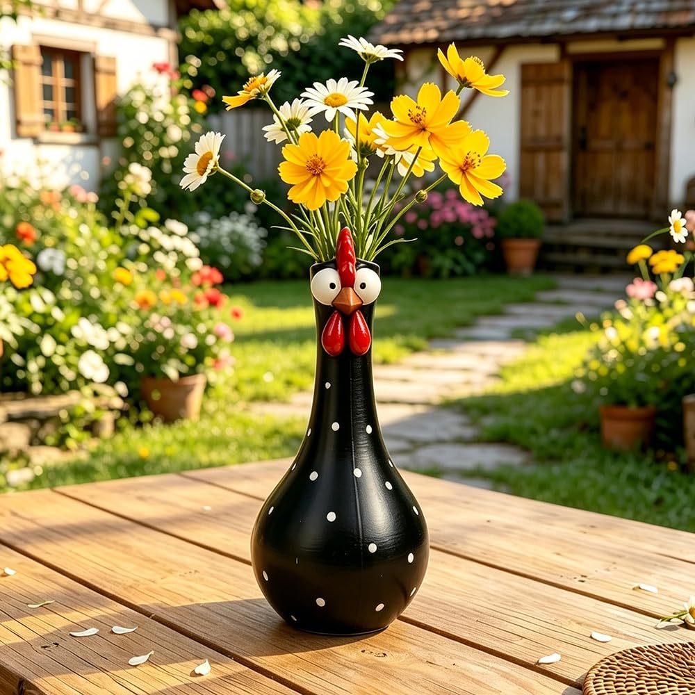 🐓Whimsical Chicken Flower Vase | Playful Ceramic Décor for Fresh & Dried Blooms