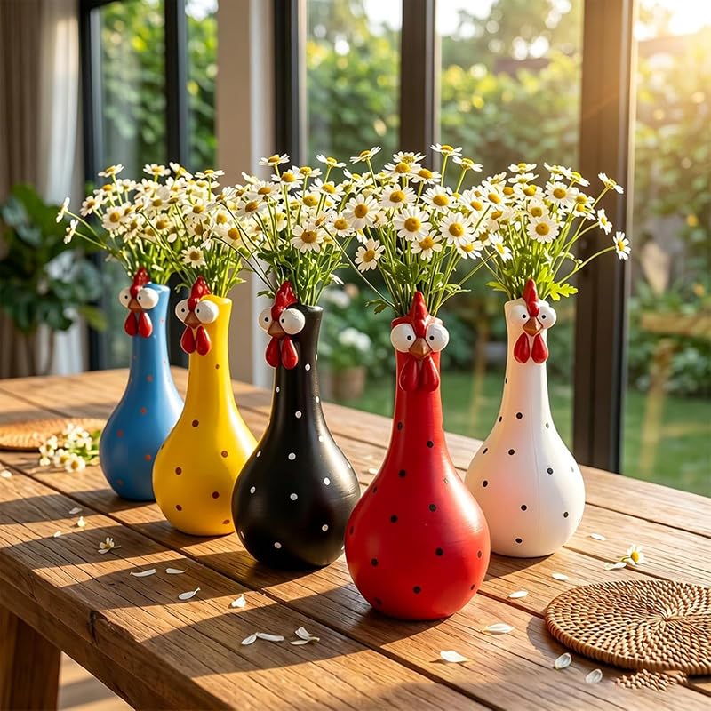 🐓Whimsical Chicken Flower Vase | Playful Ceramic Décor for Fresh & Dried Blooms
