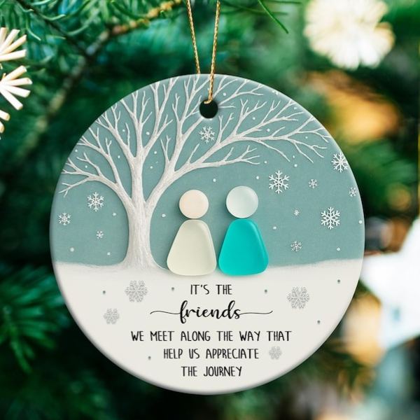 Friends We Meet Along the Way Sea Glass Ornament