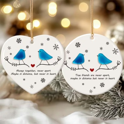 Long Distance Relationship Christmas Sea Glass Ornament