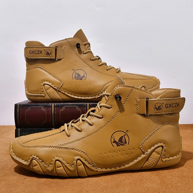 Men's Beige High-Top Tactical Combat Boots with Lace-Up Design – Lightweight Military Style Outdoor Footwear for Hiking, Work and Daily Wear