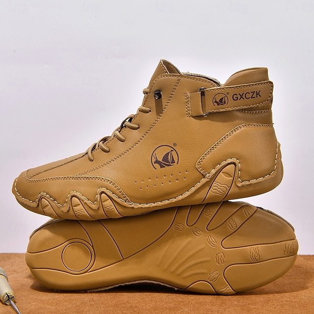 Men's Beige High-Top Tactical Combat Boots with Lace-Up Design – Lightweight Military Style Outdoor Footwear for Hiking, Work and Daily Wear