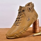 Men's Beige High-Top Tactical Combat Boots with Lace-Up Design – Lightweight Military Style Outdoor Footwear for Hiking, Work and Daily Wear