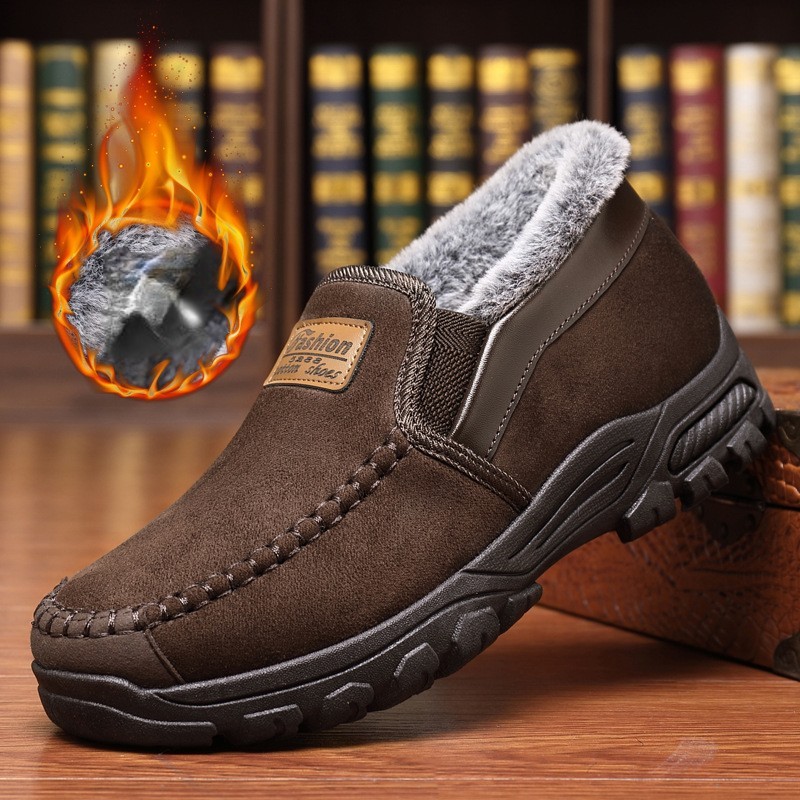 Men's Good Arch Support Outdoor Warm Lightweight Walking Slip On Sneakers