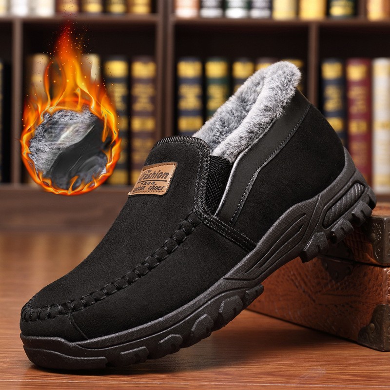 Men's Good Arch Support Outdoor Warm Lightweight Walking Slip On Sneakers