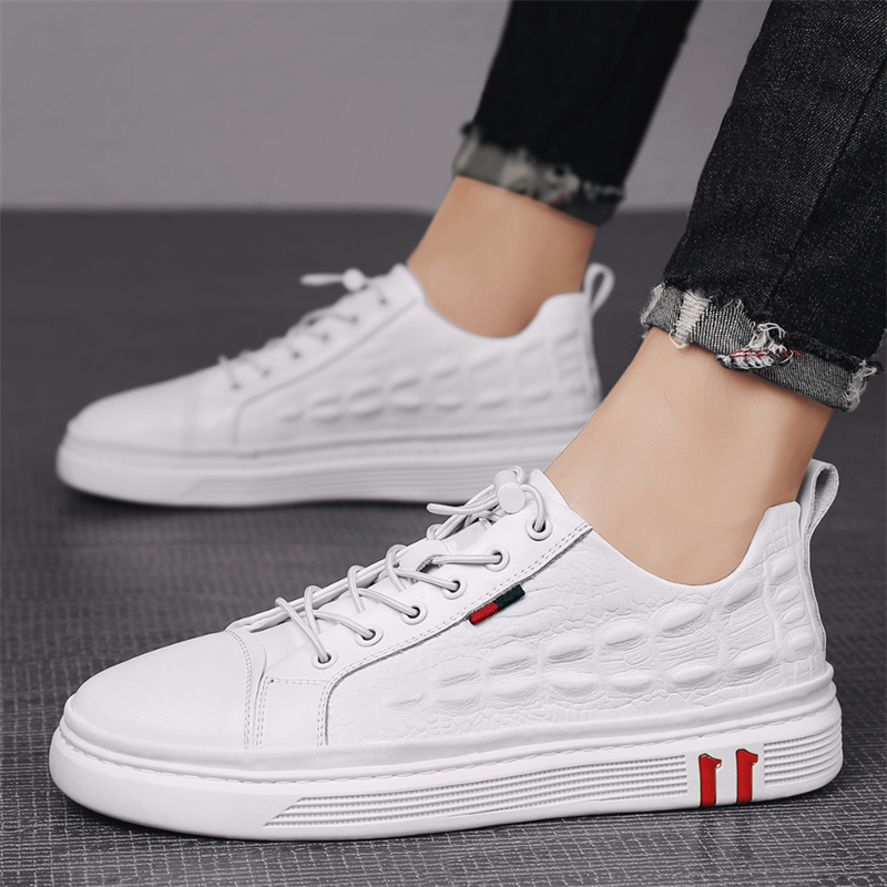 Men's Crocodile Print Leather Casual Sneakers