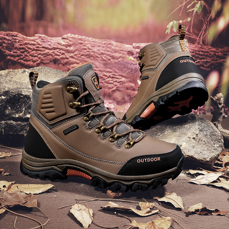 (⏰CLEARANCE SALE 70% OFF) Men's High Top Lace-Up Boots, Outdoor Waterproof Non-Slip Anti-Puncture Orthopedic Comfortable Hiking Mountaineering Walking Boots for Daily Life, Work and Sports