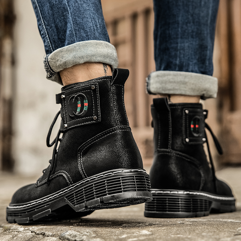 Men's Fashion Classic Work Side Zipper Cowhide Leather Waterproof Ankle Protection Boots