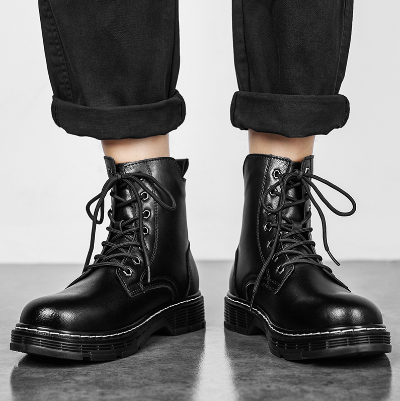 Men's Fashion Classic Work Side Zipper Cowhide Leather Waterproof Ankle Protection Boots