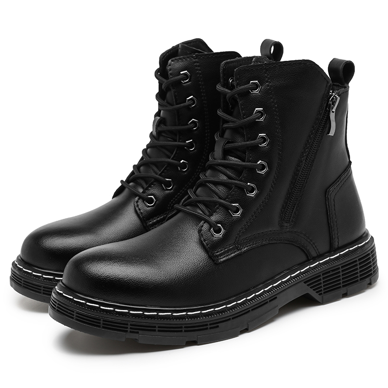 Men's Fashion Classic Work Side Zipper Cowhide Leather Waterproof Ankle Protection Boots