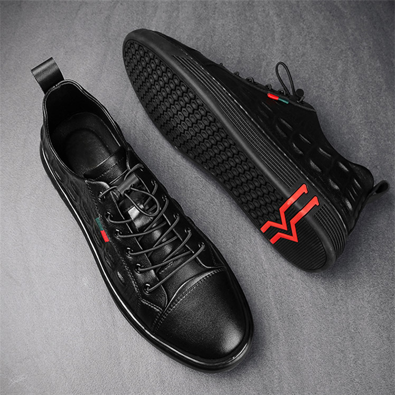 Men's Crocodile Print Leather Casual Sneakers