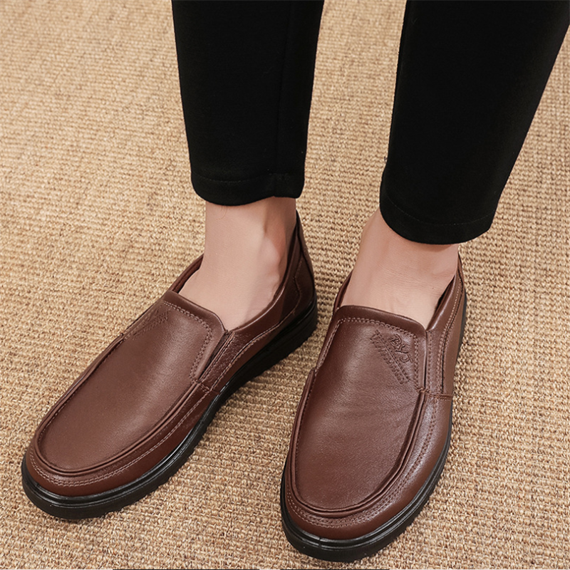 Men's Faux Leather Wide Feet Casual Slip-On Loafers