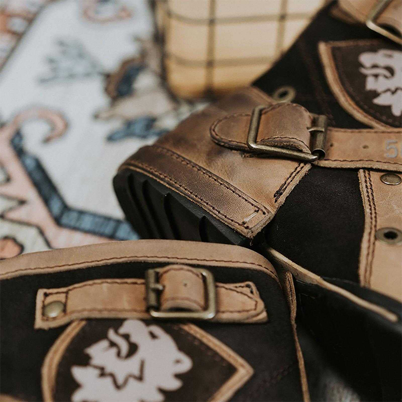 Men's Leather Vintage Buckle Side Zipper Boots