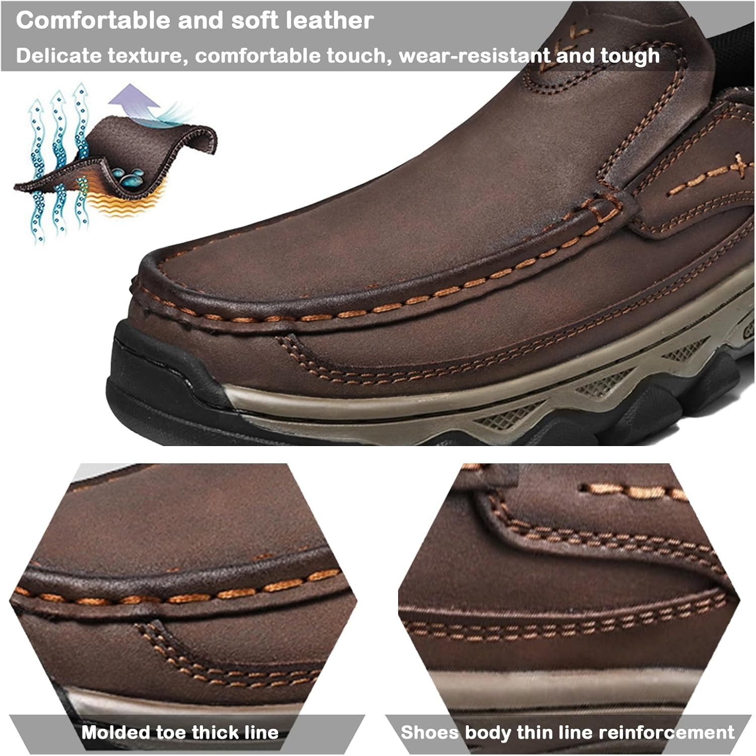 2025 New Men's Comfortable Hands-Free Genuine Leather Slip On Loafers