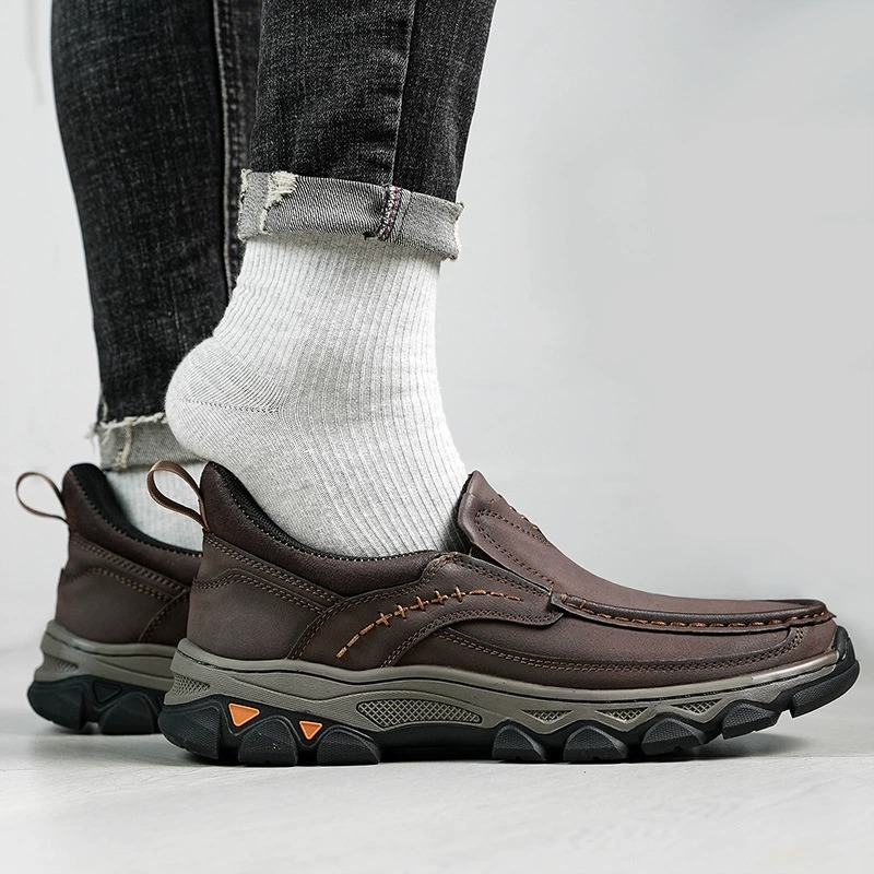 2025 New Men's Comfortable Hands-Free Genuine Leather Slip On Loafers