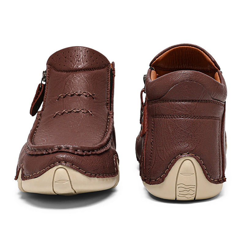 Men’s Retro Handmade Leather Driving Boots Built for Comfort