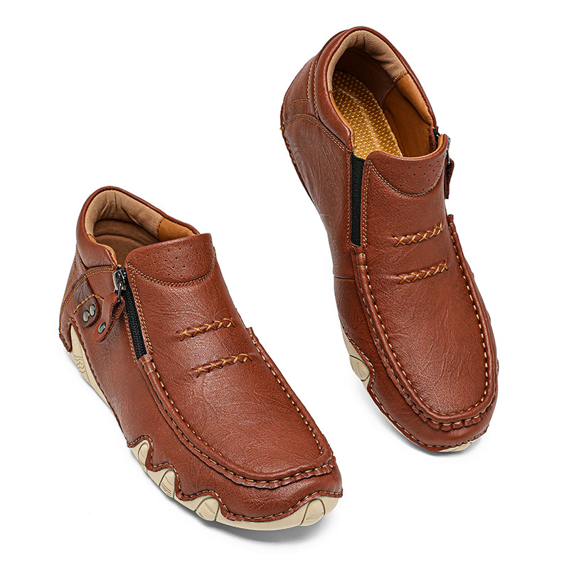 Men’s Retro Handmade Leather Driving Boots Built for Comfort