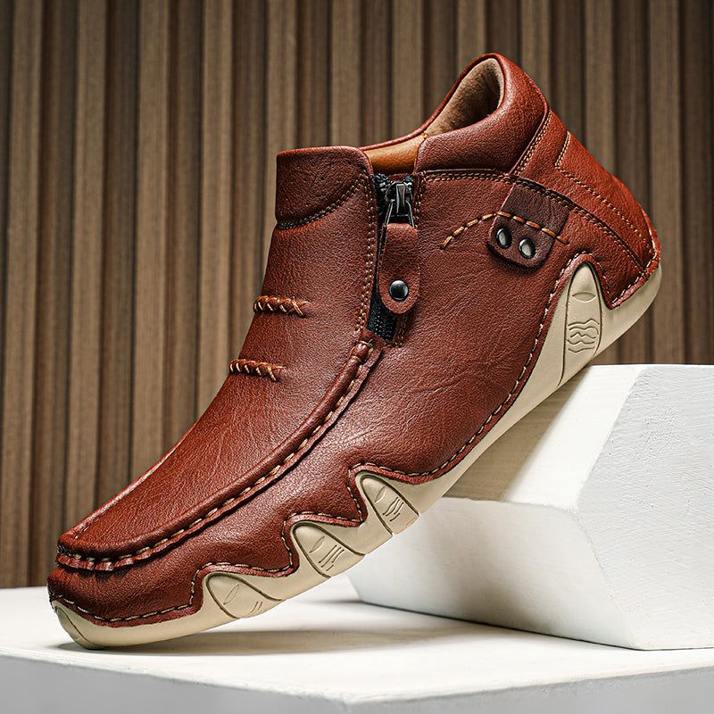 Men’s Retro Handmade Leather Driving Boots Built for Comfort