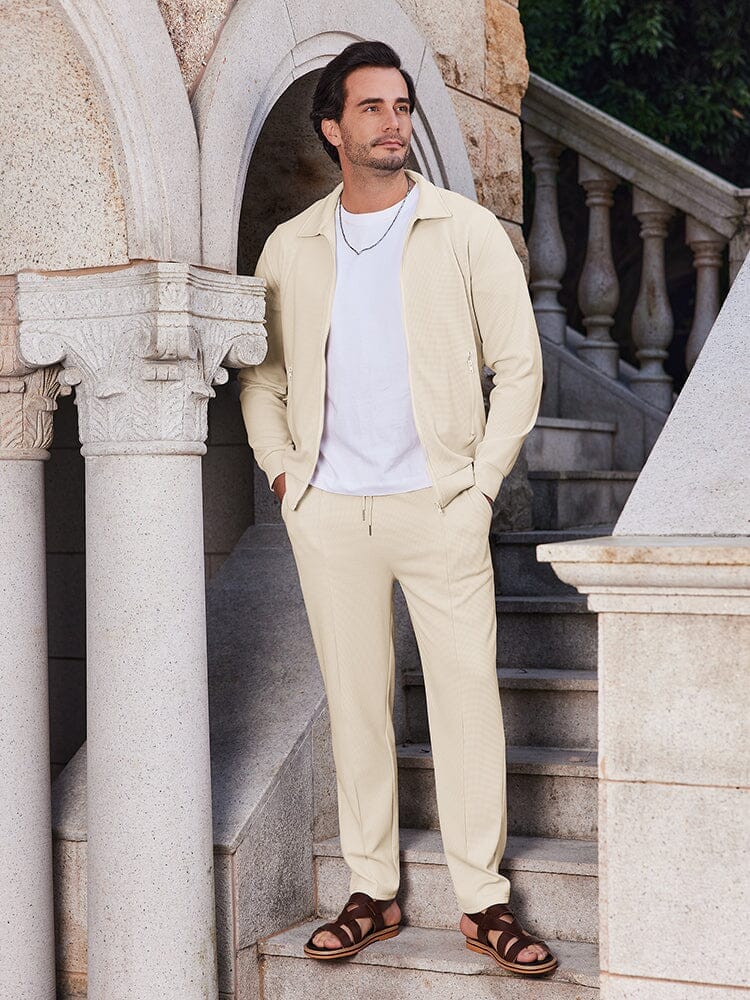 Ensemble veste gaufrée douce style athleisure