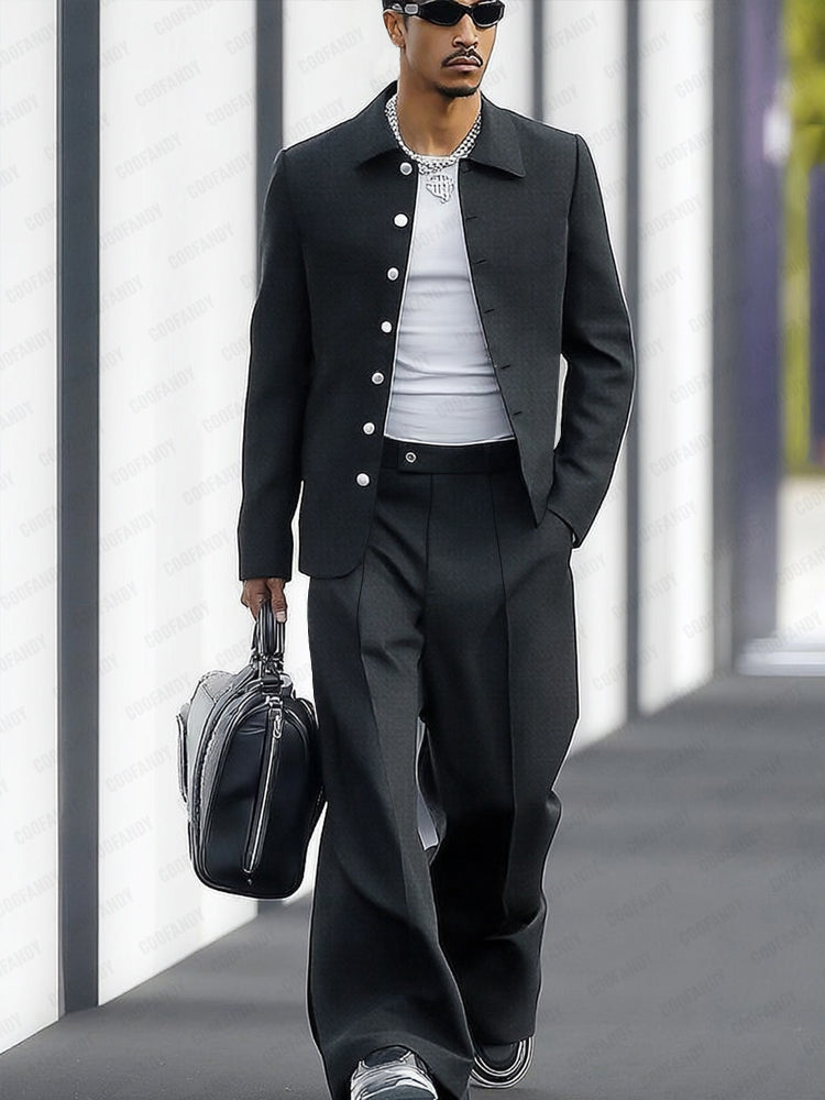 Ensemble tailleur pantalon large et coupe ajustée